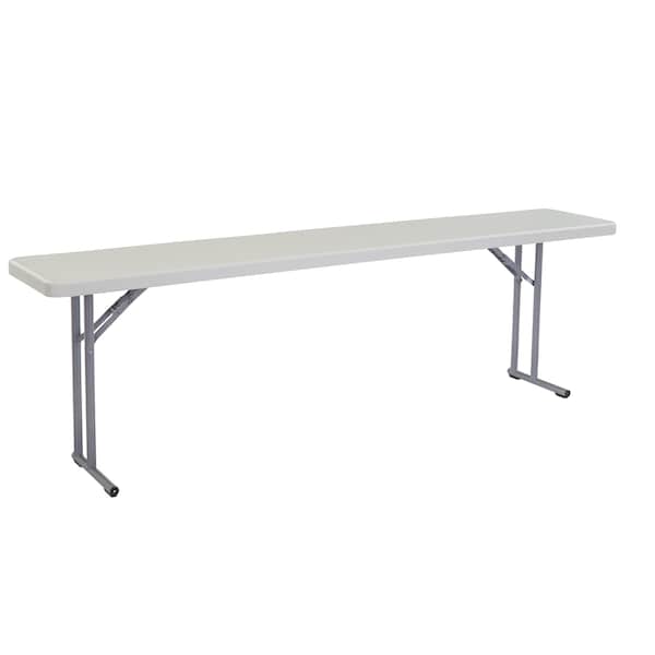 National Public Seating Rectangle Seminar Table, 18" W, 96" L, 29-1/2" H, Blow-molded plastic Top, Speckled Gray - BT1896