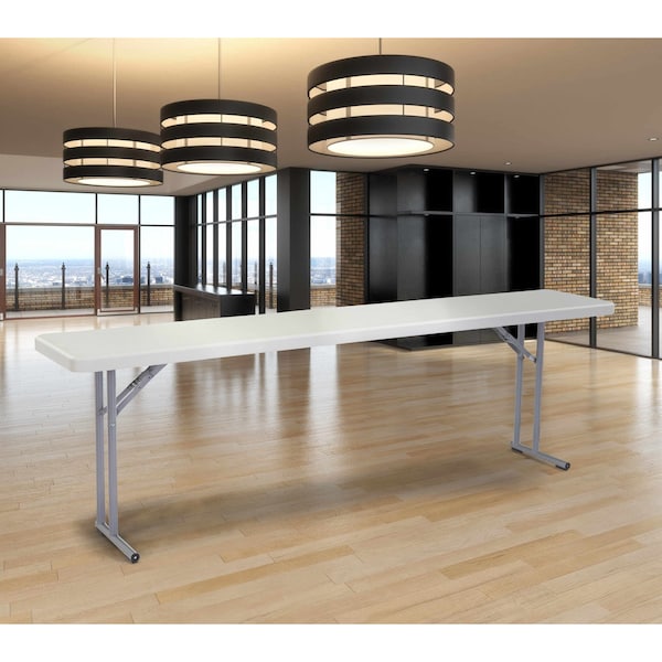 National Public Seating Rectangle Seminar Table, 18" W, 96" L, 29-1/2" H, Blow-molded plastic Top, Speckled Gray - BT1896