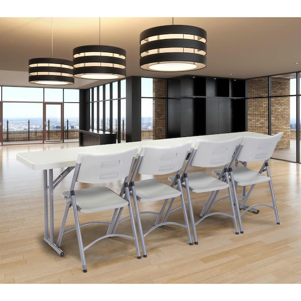 National Public Seating Rectangle Seminar Table, 18" W, 96" L, 29-1/2" H, Blow-molded plastic Top, Speckled Gray - BT1896