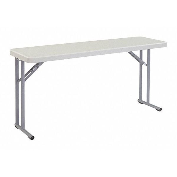 National Public Seating Rectangle Folding Table, 18" W, 60" L, 29-1/2" H, Blow-molded plastic Top, Speckled Gray - BT-1860