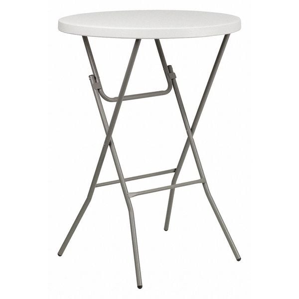 Flash Furniture Round Fold Bar Table, Plastic, Rnd, White, 32", 31.5" W, 31.5" L, 43.5" H, Plastic Top, White - RB-32RB-BAR-GW-GG