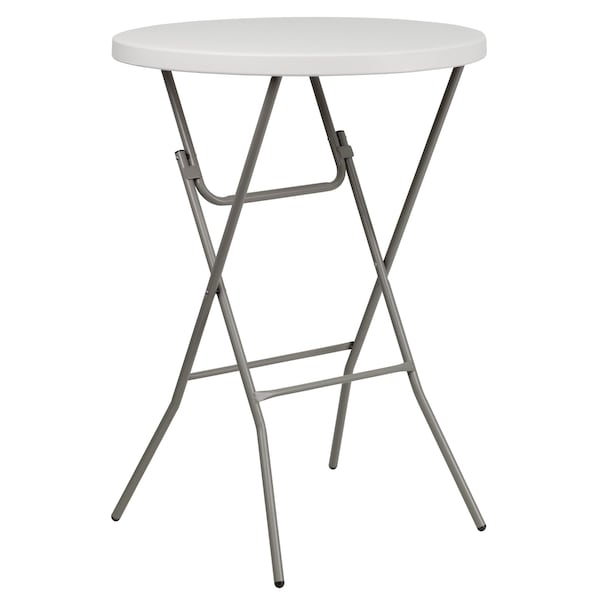 Flash Furniture Round Fold Bar Table, Plastic, Rnd, White, 32", 31.5" W, 31.5" L, 43.5" H, Plastic Top, White - RB-32RB-BAR-GW-GG