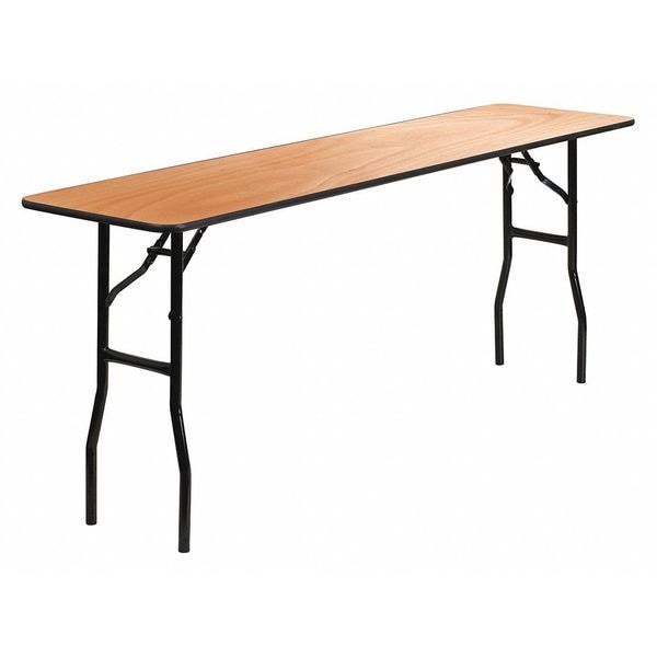 Flash Furniture Rectangle Training Table, 18" W, 72" L, 30.25" H, Wood Top, Wood Grain - YT-WTFT18X72-TBL-GG