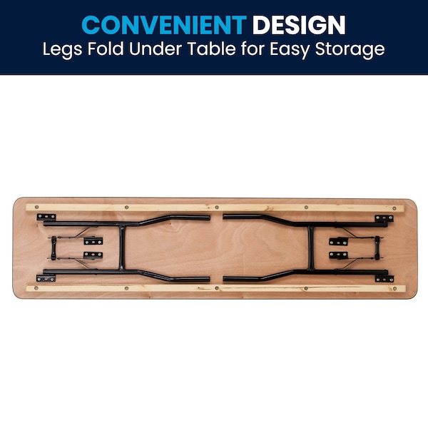 Flash Furniture Rectangle Training Table, 18" W, 72" L, 30.25" H, Wood Top, Wood Grain - YT-WTFT18X72-TBL-GG