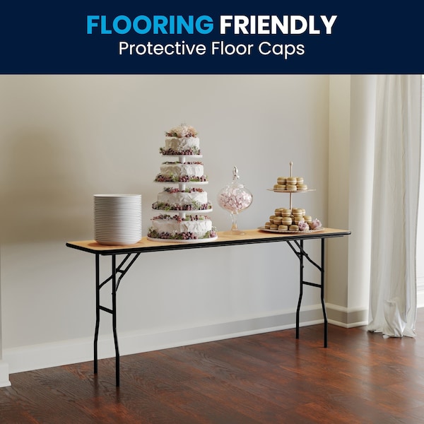 Flash Furniture Rectangle Training Table, 18" W, 72" L, 30.25" H, Wood Top, Wood Grain - YT-WTFT18X72-TBL-GG
