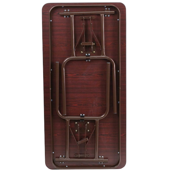 Flash Furniture Rectangle Folding Table, 24" W, 48" L, 30" H, Laminate Top, Wood Grain - YT-2448-MEL-WAL-GG