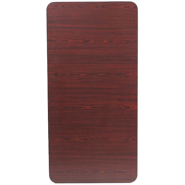 Flash Furniture Rectangle Folding Table, 24" W, 48" L, 30" H, Laminate Top, Wood Grain - YT-2448-MEL-WAL-GG