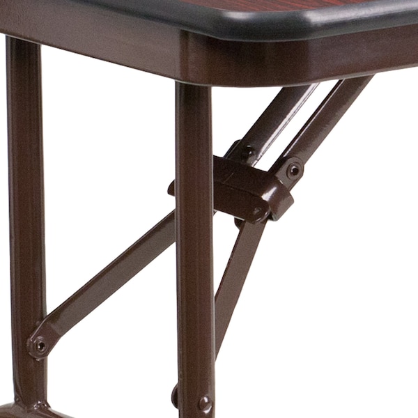 Flash Furniture Rectangle Folding Table, 24" W, 48" L, 30" H, Laminate Top, Wood Grain - YT-2448-MEL-WAL-GG