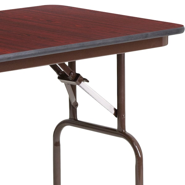 Flash Furniture Rectangle Folding Table, 24" W, 48" L, 30" H, Laminate Top, Wood Grain - YT-2448-MEL-WAL-GG