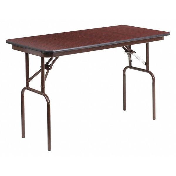 Flash Furniture Rectangle Folding Table, 24" W, 48" L, 30" H, Laminate Top, Wood Grain - YT-2448-MEL-WAL-GG