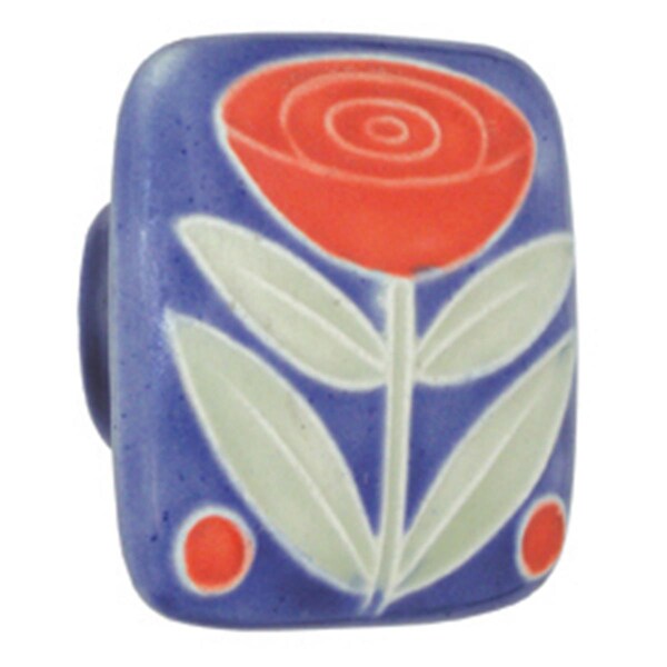 Acorn Mfg Lg Sq Dk Blue with Flower and 2 Berries - PSLYP