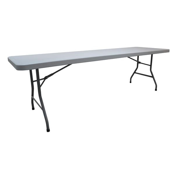 Zoro Select Rectangle Folding Table, 30" W, 96" L, 29" H, Blow Molded Polyethylene Top, Gray - 12F626
