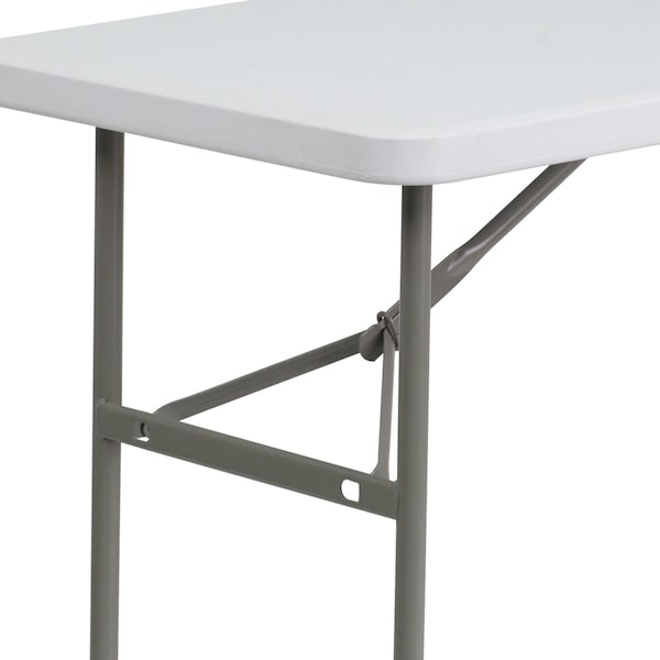 Flash Furniture Rectangle Wh 24X48 Plastic Fold Table, 24" W, 48.25" L, 29" H, Plastic Top, White - DAD-YCZ-122-2-GG