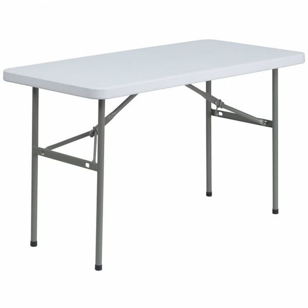 Flash Furniture Rectangle Wh 24X48 Plastic Fold Table, 24" W, 48.25" L, 29" H, Plastic Top, White - DAD-YCZ-122-2-GG