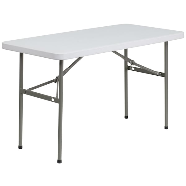 Flash Furniture Rectangle Wh 24X48 Plastic Fold Table, 24" W, 48.25" L, 29" H, Plastic Top, White - DAD-YCZ-122-2-GG