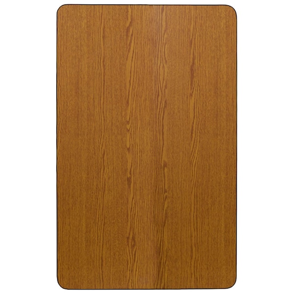 Flash Furniture Rectangle Activity Table, 24 W, 48 L, 30.125 H, Chrome, Laminate, Particleboard, Steel, Wood Grain - XU-A2448-REC-OAK-T-A-GG
