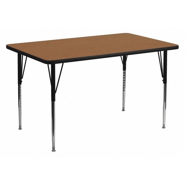 Flash Furniture Rectangle Activity Table, 24 W, 48 L, 30.125 H, Chrome, Laminate, Particleboard, Steel, Wood Grain - XU-A2448-REC-OAK-T-A-GG