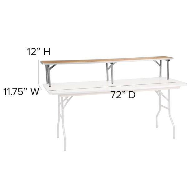 Flash Furniture Rectangle Bar Top Riser, 72"X12"X12", 11.75" W, 72" L, 12" H, Wood Top, Wood Grain - XA-72-RS-GG
