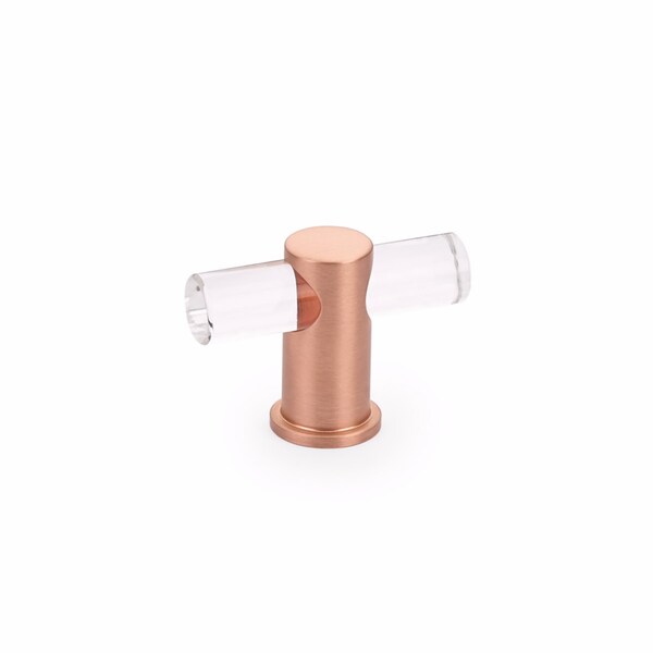 Schaub Lumiere Cabinet T Knob with Acrylic Brushed Rose Gold Finish - 401-BRG