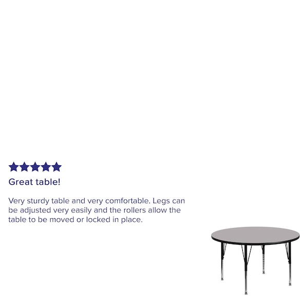 Flash Furniture Round Activity Table, 42" W, 42" L, 25.125" H, Laminate, Grey - XU-A42-RND-GY-T-P-GG