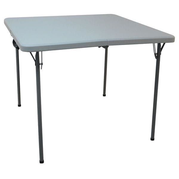 Zoro Select Square Folding Table, 36" W, 36" L, 28" H, Blow Molded Polyethylene Top, Gray - 13V433