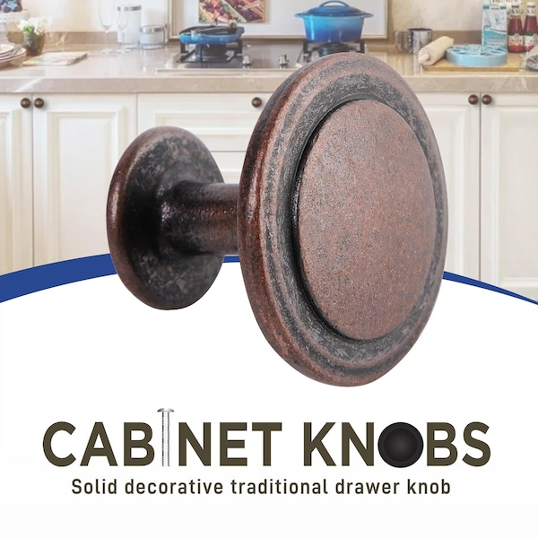 Lifemaster 1-1/4in Cabinet Knobs, Oil Rubbed Bronze, Durable Zinc Alloy, Easy Installation, 20PK - LMKNBGLD20