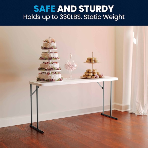 Flash Furniture Rectangle Training Table, 18" W, 60" L, 29" H, Plastic Top, White - RB-1860-GG