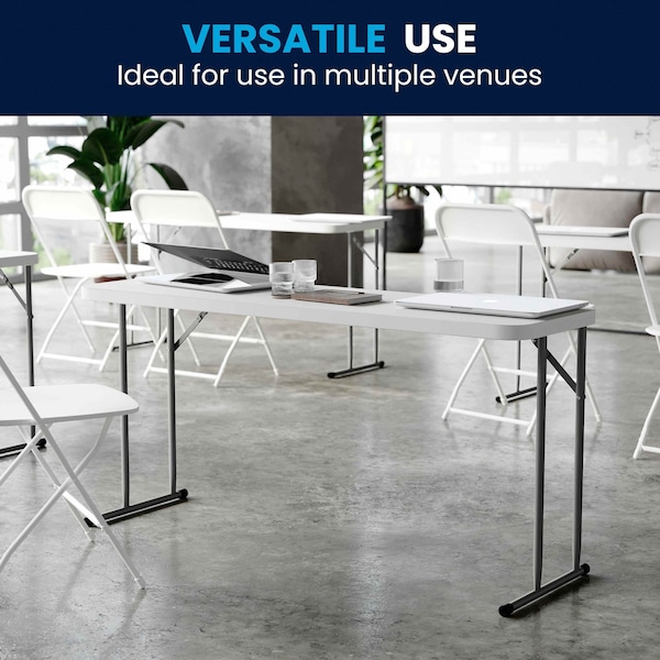 Flash Furniture Rectangle Training Table, 18" W, 60" L, 29" H, Plastic Top, White - RB-1860-GG