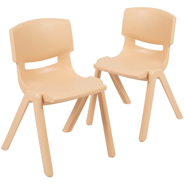 Flash Furniture Natural Plastic Stackable School Chair with 13.25" Seat Height, PK2 - 2-YU-YCX-004-NAT-GG