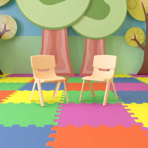 Flash Furniture Natural Plastic Stackable School Chair with 13.25" Seat Height, PK2 - 2-YU-YCX-004-NAT-GG