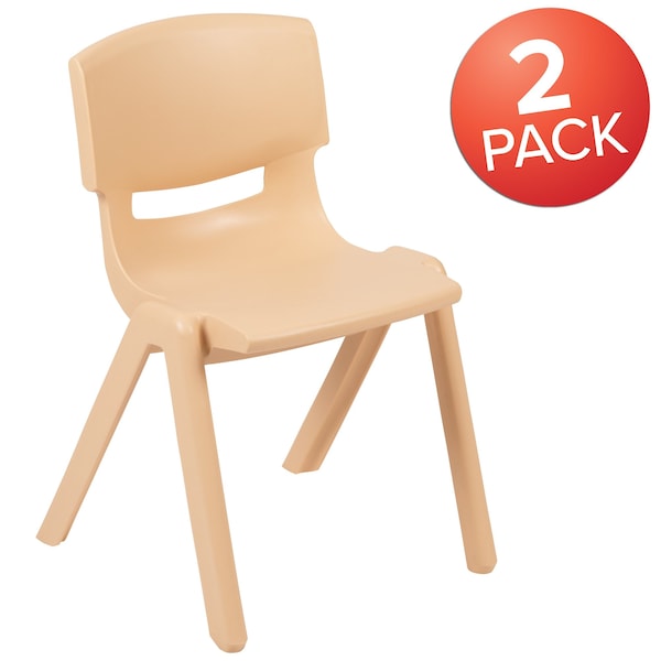 Flash Furniture Natural Plastic Stackable School Chair with 13.25" Seat Height, PK2 - 2-YU-YCX-004-NAT-GG