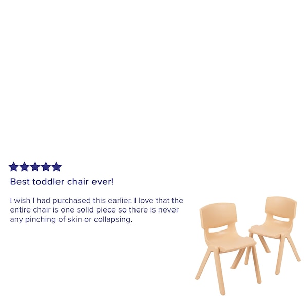 Flash Furniture Natural Plastic Stackable School Chair with 13.25" Seat Height, PK2 - 2-YU-YCX-004-NAT-GG