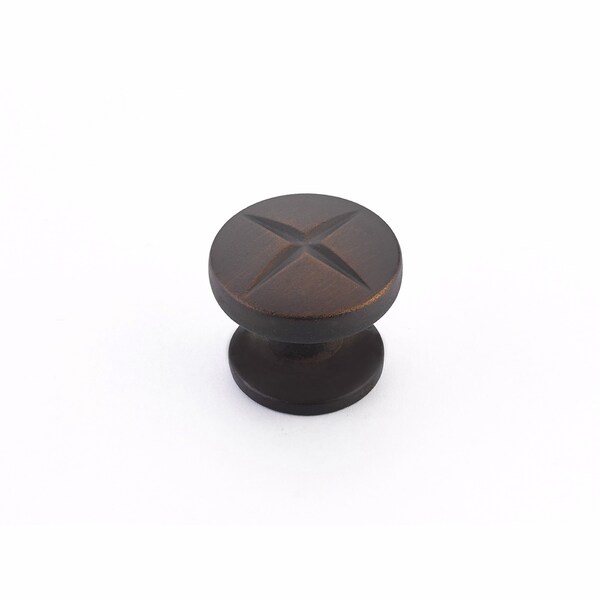 Schaub 1-3/8in Grooved Northport Round Cabinet Knob Ancient Bronze Finish - 210-ABZ
