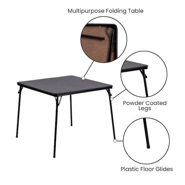 Flash Furniture Square Folding Table, 33.5" W, 33.5" L, 27.75" H, Black - JB-2-GG