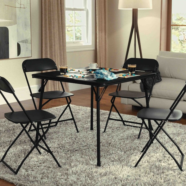 Flash Furniture Square Folding Table, 33.5" W, 33.5" L, 27.75" H, Black - JB-2-GG