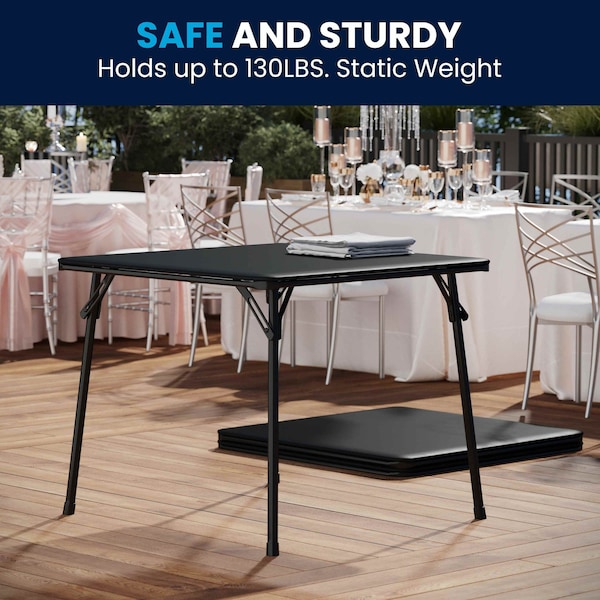 Flash Furniture Square Folding Table, 33.5" W, 33.5" L, 27.75" H, Black - JB-2-GG