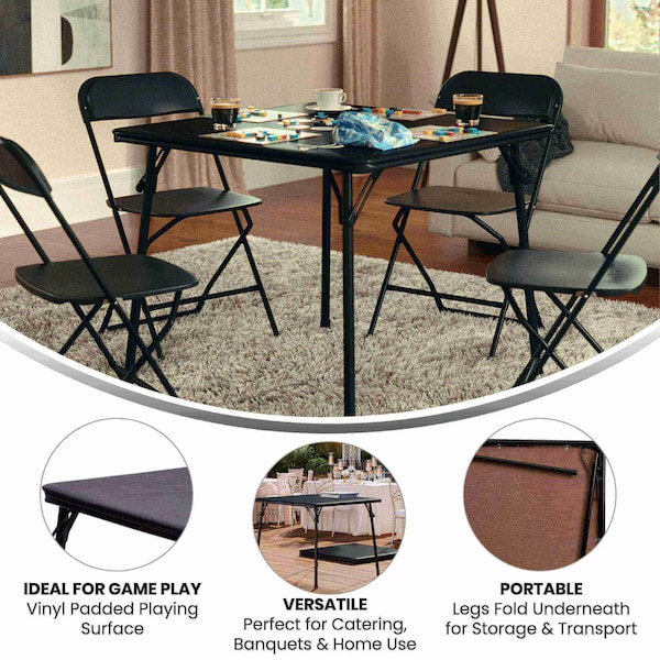 Flash Furniture Square Folding Table, 33.5" W, 33.5" L, 27.75" H, Black - JB-2-GG