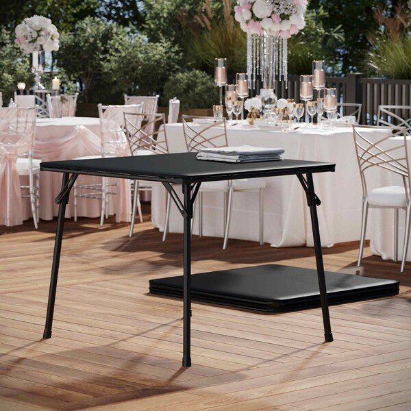 Flash Furniture Square Folding Table, 33.5" W, 33.5" L, 27.75" H, Black - JB-2-GG