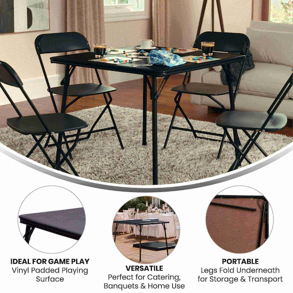 Flash Furniture Square Folding Table, 33.5" W, 33.5" L, 27.75" H, Black - JB-2-GG