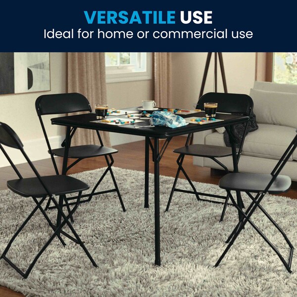 Flash Furniture Square Folding Table, 33.5" W, 33.5" L, 27.75" H, Black - JB-2-GG