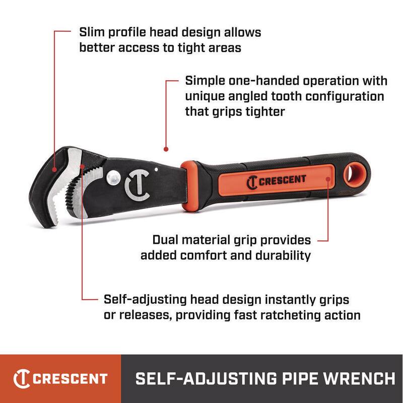 Crescent 12 in. Self-Adjusting Straight Pipe Wrench with Grip - CPW12