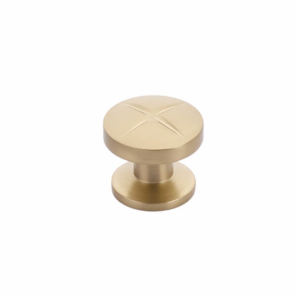 Schaub 1-3/8in Grooved Northport Round Cabinet Knob Signature Satin Brass Finish - 210-SSB
