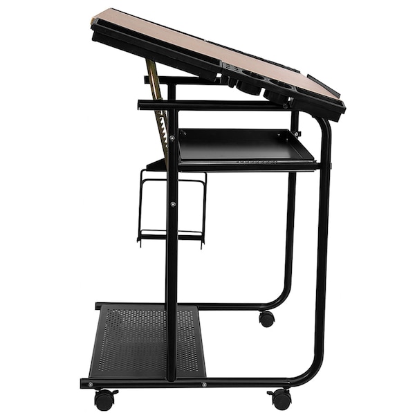 Flash Furniture Mobile Draft Table, 35-1/4" W, 31-1/4" H, Laminate Cherry - NAN-JN-2739-GG