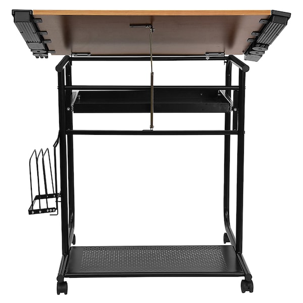 Flash Furniture Mobile Draft Table, 35-1/4" W, 31-1/4" H, Laminate Cherry - NAN-JN-2739-GG