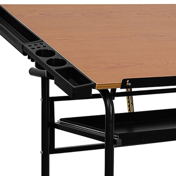 Flash Furniture Mobile Draft Table, 35-1/4" W, 31-1/4" H, Laminate Cherry - NAN-JN-2739-GG