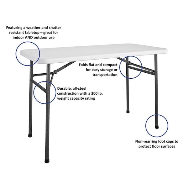 Cosco Cosco Casual 24.05 in. W X 48 in. L Rectangular Folding Table - 14-146-WSP2