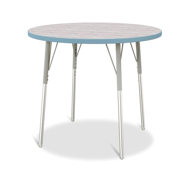 Jonti-Craft Berries Round Activity Table, 36 in. Diameter, A-height, Driftwood Gray/Coastal Blue/Gray - 6488JCA452