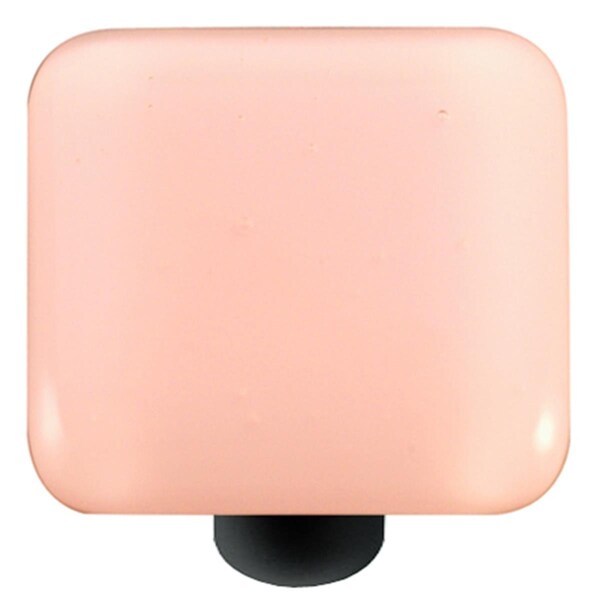 Towels Usa Petal Pink Square Glass Cabinet Knob - Black Post - TO2521964