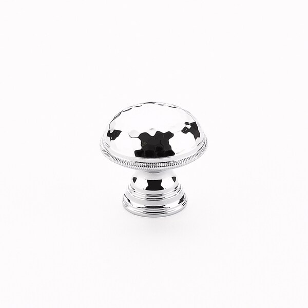 Schaub 1-1/4in Atherton Hammered Knurled Edge Cabinet Knob Polished Chrome Finish - 571-26