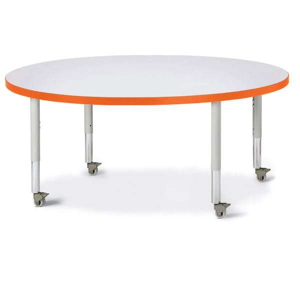 Jonti-Craft Berries Round Activity Table, 48 in. Diameter, Mobile, Freckled Gray/Orange/Gray - 6433JCM114